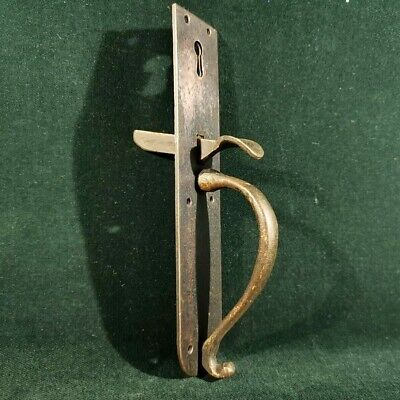 Vintage solid brass thumb latch door handle salvaged