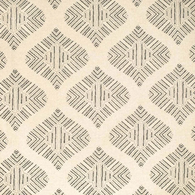 Heavy Duty Cream Black Grey Diamond Medallion Ethnic Geometric Upholstery Fabric