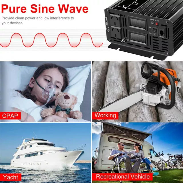 Pure sine wave 12V/24V/48V dc to 240v ac  1500W/2000W/2500W/3000W power inverter 3