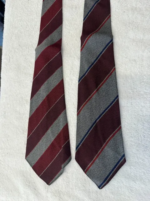 Complementary Deadstock 1930S 2 X Vintage Red Toned Striped Course Weave Ties