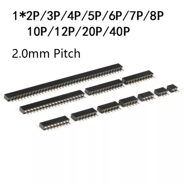 2Pin-40Pin Female Single Row Strip 2mm Pin Header PCB Connector Straight