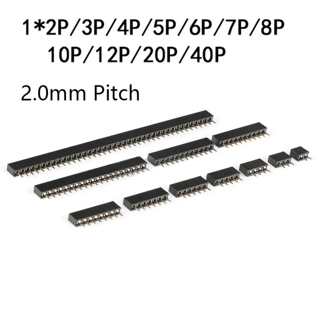 2Pin-40Pin Female Single Row Strip 2mm Pin Header PCB Connector Straight