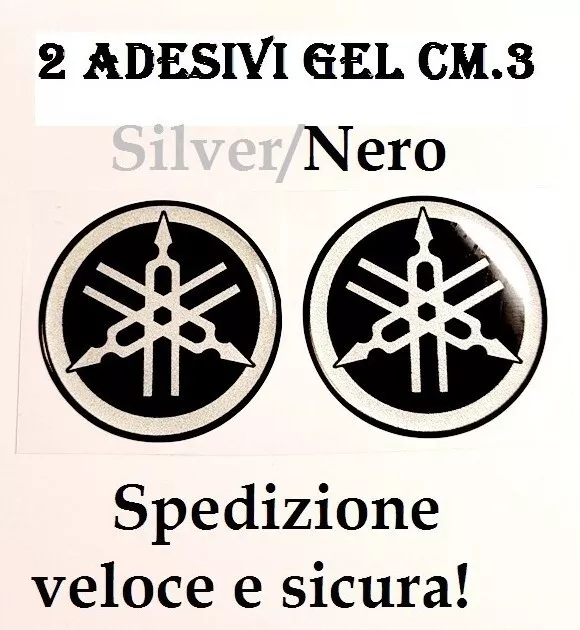 2 Adesivi 3M YAMAHA diapason Cm.3 Resinati morbidi scritta stemma logo MOTO 3D 