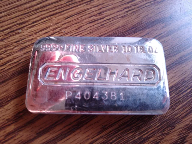 Barra de pan vintage Engelhard serie P 10 oz barra de plata .999 plata fina P404381