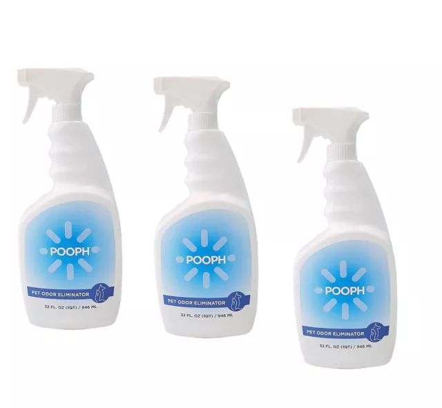 3 xPooph Pet Odor Eliminator, 32Oz Spray - Dismantles Odors on a Molecular Basis