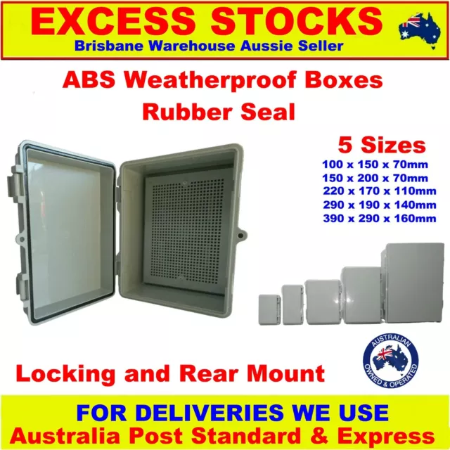 Electrical Boxes Hinged Enclosure ABS Lockable Tab Inc Backing Board 5 Sizes