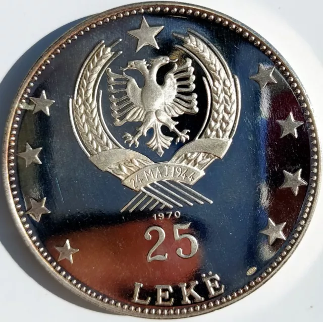 Albania 🇦🇱 25 Leke 1970 UNC silver coin Mint.500