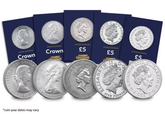 Queen Elizabeth Ii / Qe Ii - Crown £5 Coin Portraits Pack - The Queens Portrait
