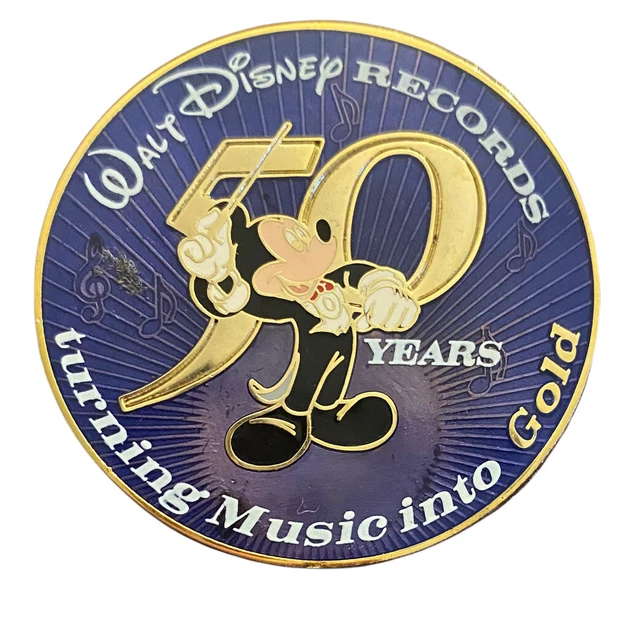 WALT DISNEY RECORDS 50th Anniversary Lapel Pin Turning Music Into Gold