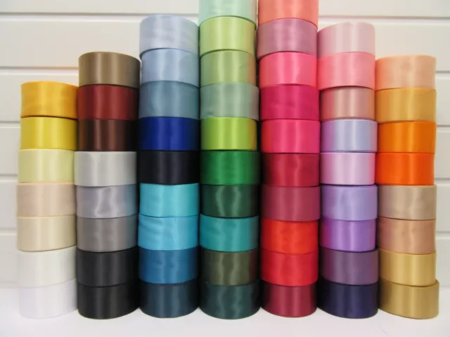 50mm Satin Ribbon 2 metres or 25 metre Roll double side wedding craft UK 2" inch