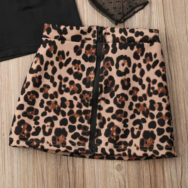 Set abiti gonna stampata leopardato vestiti neonata bambina 4