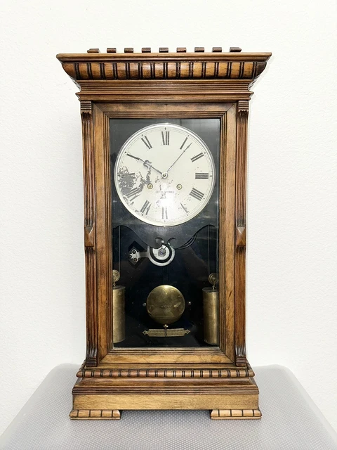 Antique Seth Thomas “Garfield” Parlor Desk Shelf Clock 2 Weights Driven