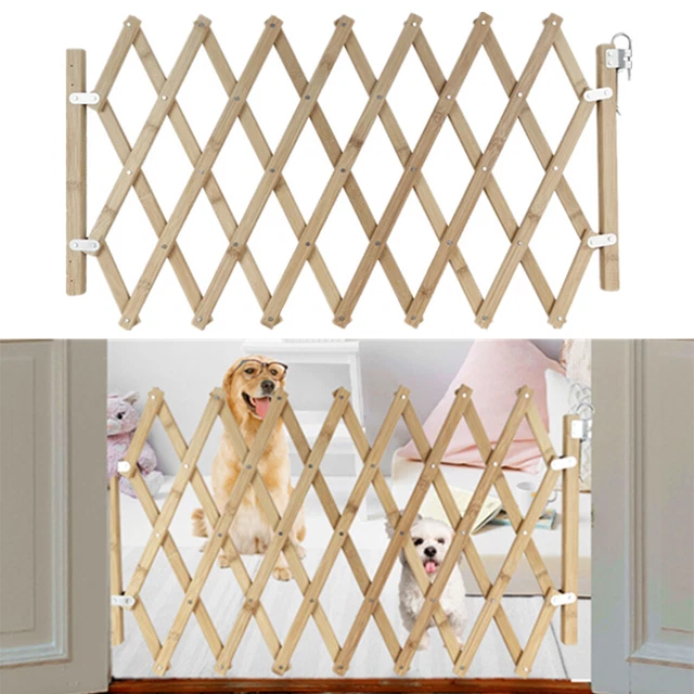EXPANDABLE ACCORDION DOG Gate Wooden Pet Folding Fence Isolation Protection Gate 19.99 PicClick
