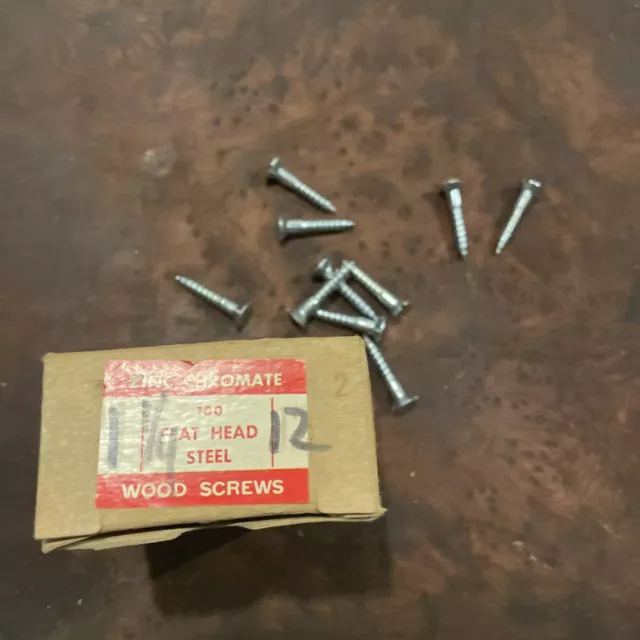 Vintage Wood Screws 1-1/4” Standard Slot Flat Head Box
