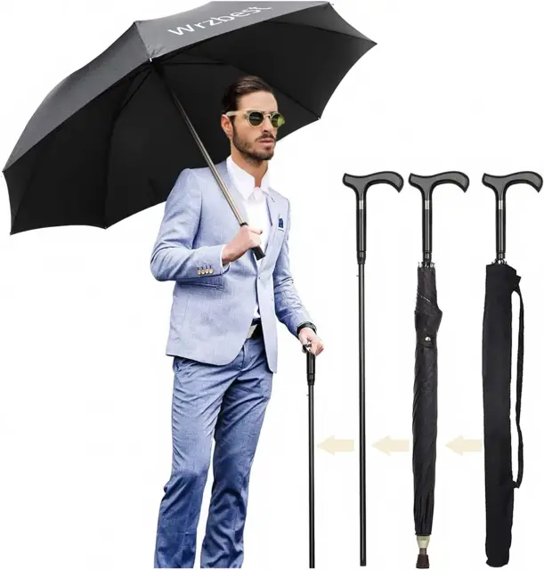 2 in 1 Sticks Umbrella Windbreak Ribs Cane Lightweight Golf Sports