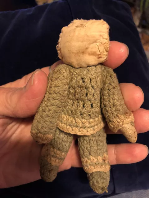 Antique doll crocheted cloth body. Needs Love.