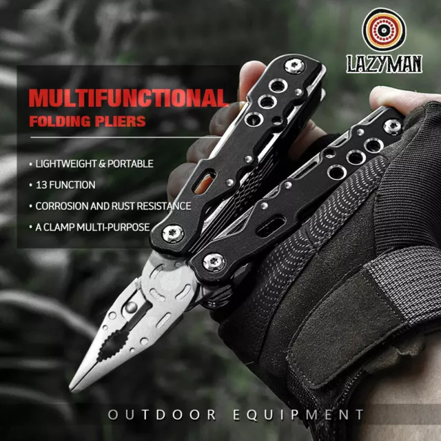 Steel Multi Function All In One Folding Tool Pocket Pliers Knife Camping Hiking