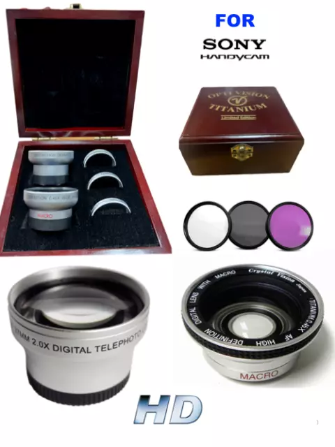 FISHEYE MACRO LENS + TELEPHOTO + FILTERS FOR Sony Handycam DCR-SR45 30MM THREAD