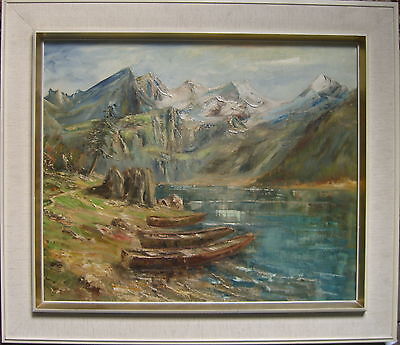 Antico DIPINTO AD OLIO PAESAGGIO espressionista 