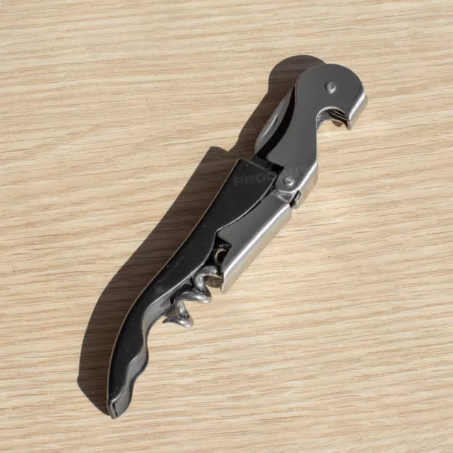 Black & Silver Waiter's Friend Folding Corkscrew Wine Bottle Opener Barware Gift