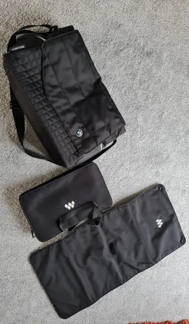 MACLAREN MESSENGER PRAM STROLLER CHANGING BAG BMW Black Change Mat & Extra Bag
