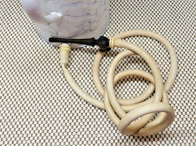 Antik Pressol Klistier 2L Emaille Weiß Meliert -blau Deko Vintage 7