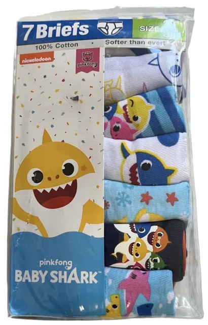 BABY SHARK PINKFONG Underwear Cotton 7 Briefs Toddler Boys Size 2T