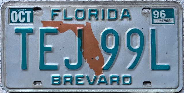 Florida Orange Map Brevard County USA License Licence Number Plate TEJ 99L