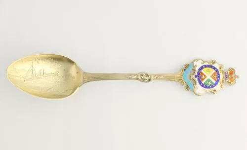 Montreal Quebec Canada Souvenir Spoon - Sterling Silver Enamel Lachine Rapids