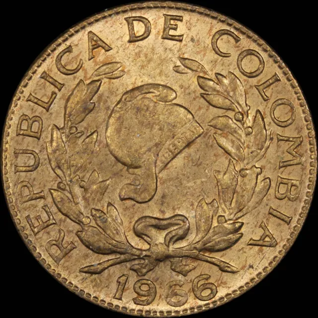 Colombia 5 Centavos Coin | Phrygian Cap | Coffee bean sprigs | 1966