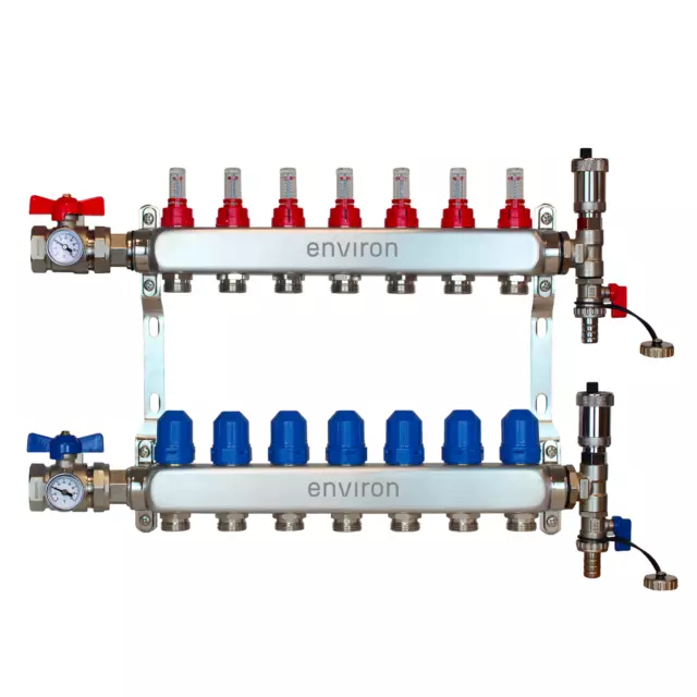 Stainless Steel Heating Manifold 2-12 Compartment Underfloor + With Thermomet