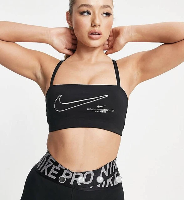 Nike Traning Gym Swoosh Bra Top - Dc5553 010 - Light Spport  Black (Small)
