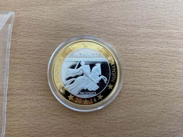 Medaille – Probe 5 Euro in Münzkapsel Monaco 2014 – NEU – Die neuen 5 Euro Präg.