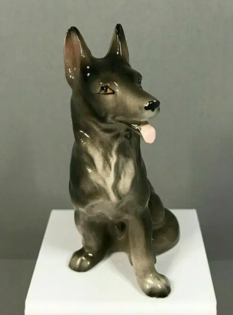Vintage German Shepherd Puppy Dog Ceramic Glazed Figurine - Japan