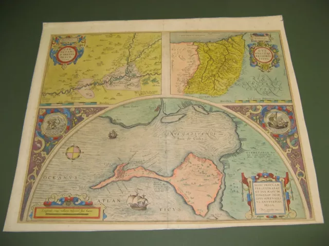 100% Original Cadiz Toledo San Sebastion Spain Map By Ortelius C1584 Hand Colour