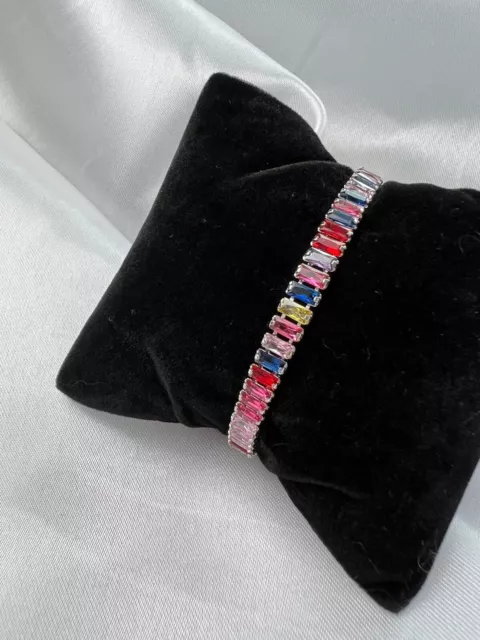 925er Rainbow Silberarmband mit bunten Zirkonia, NEU!