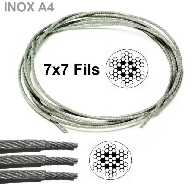 Cable en inox A4 gainé en PVC Transparent en Couronne ou Rouleau