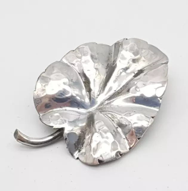 Jugendstil 800 Silber Brosche - Blatt -  (132)