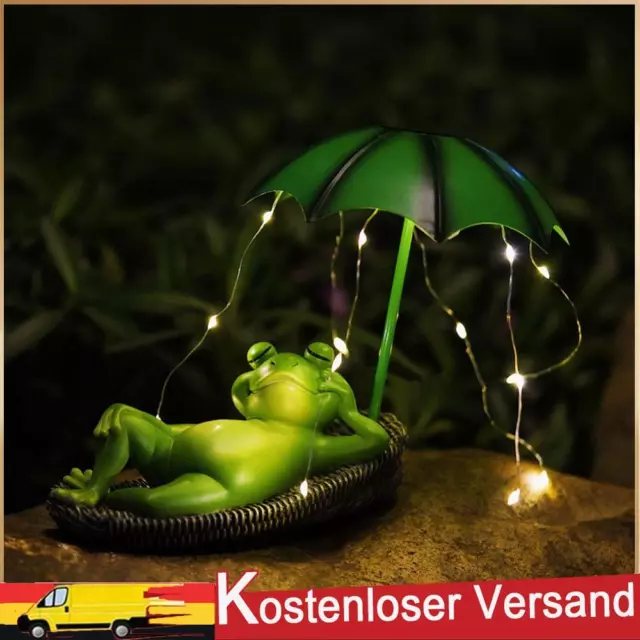 Cute Animal Sculpture Light Resin Cute Frog Pond Yard Statue Solar Garden Light