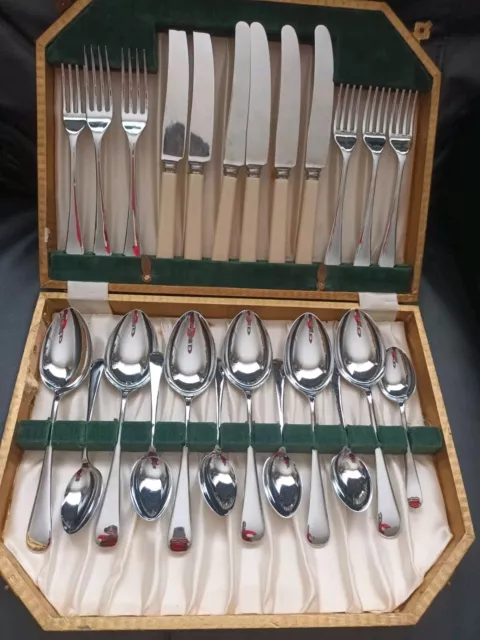 VINTAGE 24 PIECE Plated Nickel Silver Sheffield Cutlery Set Thomas Turner Co 40.00 PicClick UK