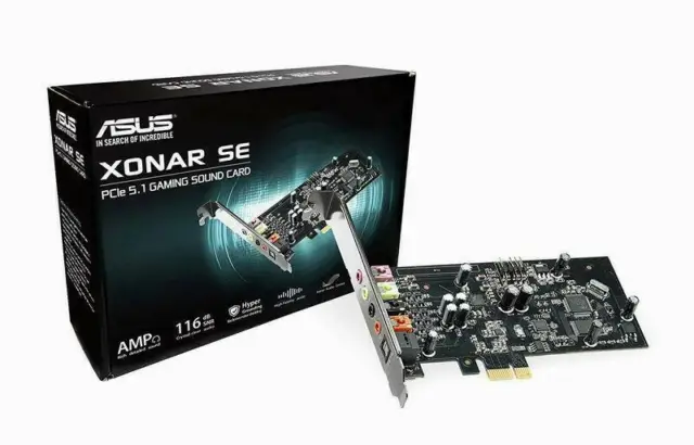 Asus Xonar SE 5.1 PCIe Gaming Sound Card 192kHz/24-bit Hi-Res Audio 116dB SNR