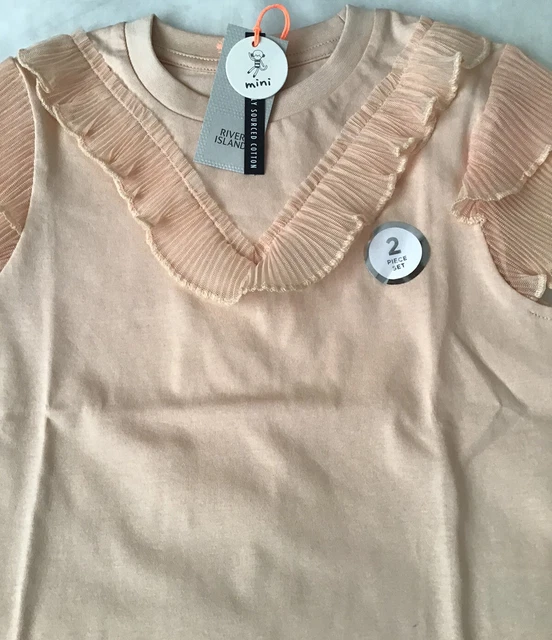 River island mini girls aged 3-4 years beige plisse cycling shorts set BNWT 4