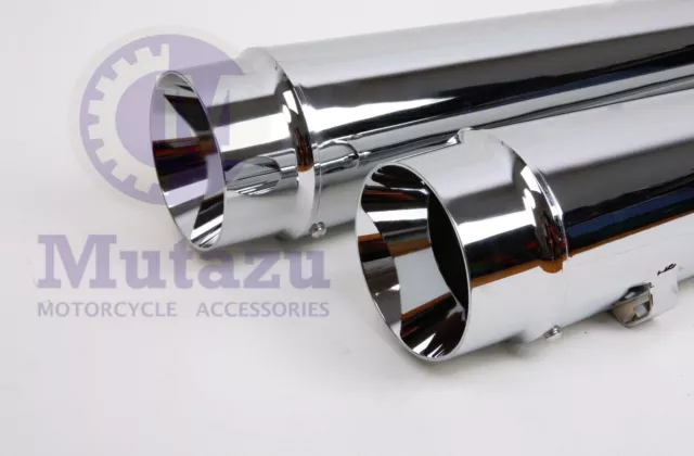 MUTAZU 4" Chrome Megaphone Slip-On Mufflers Exhaust 2017-up for Harley Touring 3