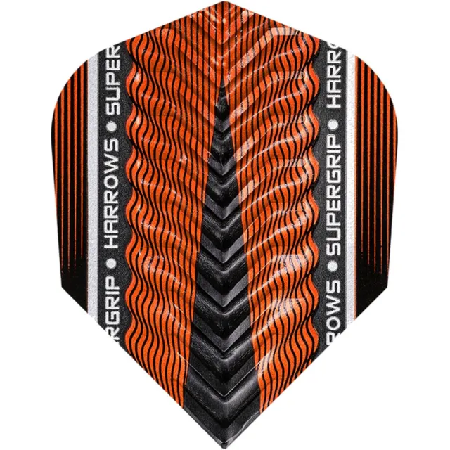 5 Sets (15) Dart Flights Harrows Supergrip Standard Shape Embossed Strong Orange