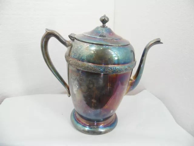 antique vintage silver tea pot very old  national silver brand #4001