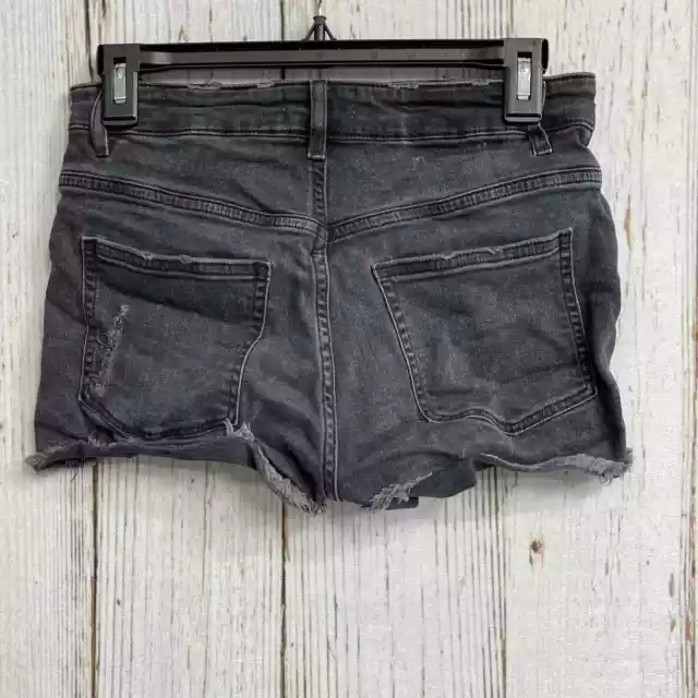 Pantalones cortos HM para mujer 4 grises de mezclilla informales de altura media angustiados rasgados entrepierna de 2 2
