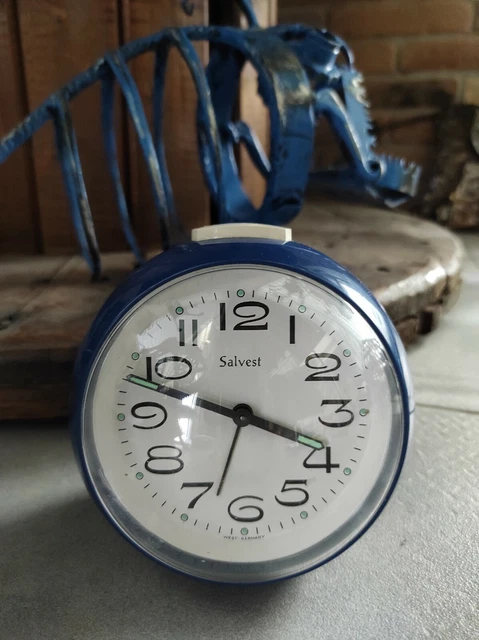 Orologio Sveglia Da Tavolo SALVEST Space Age blu vintage West Germany