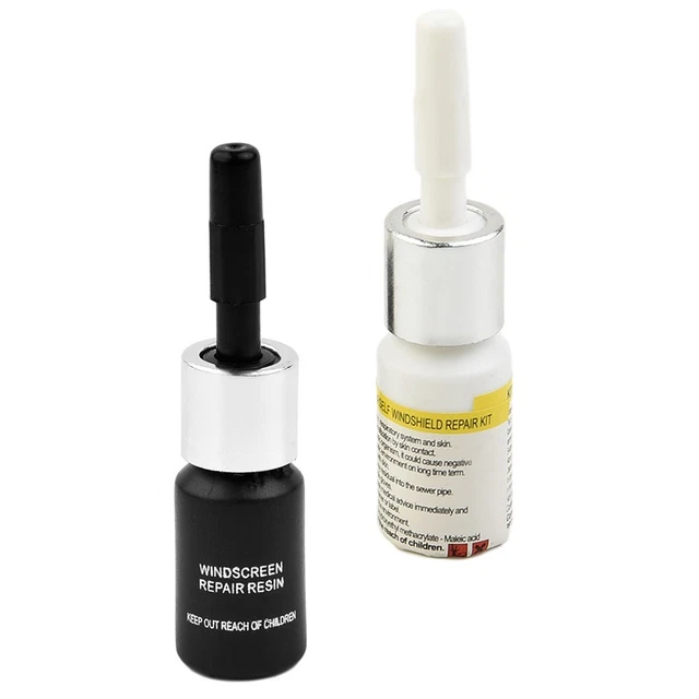 2PCS Reapir Liquide Pare-Brise Verre Produit Set3ml / Bouteille en Noir et Blanc