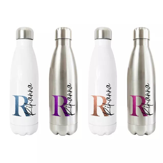 Personalised Water Bottle Insulated Drink Sport Gym Thermos Flask 500ml Any Name