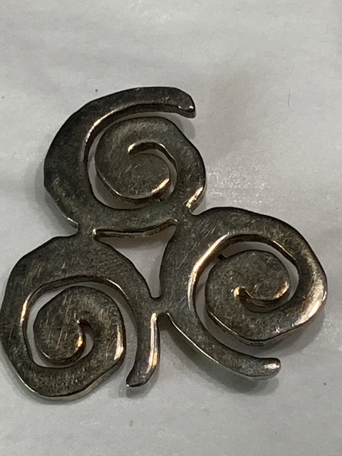 vtg hand-wrought modernist pin silver metal 3 circle eternity 2” new bridge